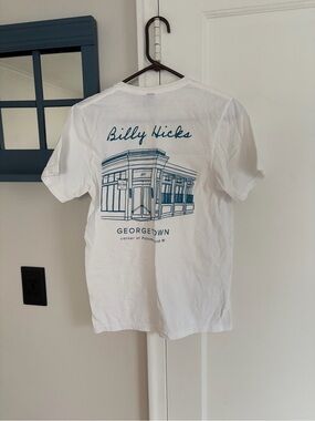 Gilly Hicks White Tee with Teal Script Logo